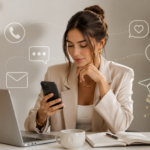 Жінка спілкується у смартфоні — сучасний цифровий етикет